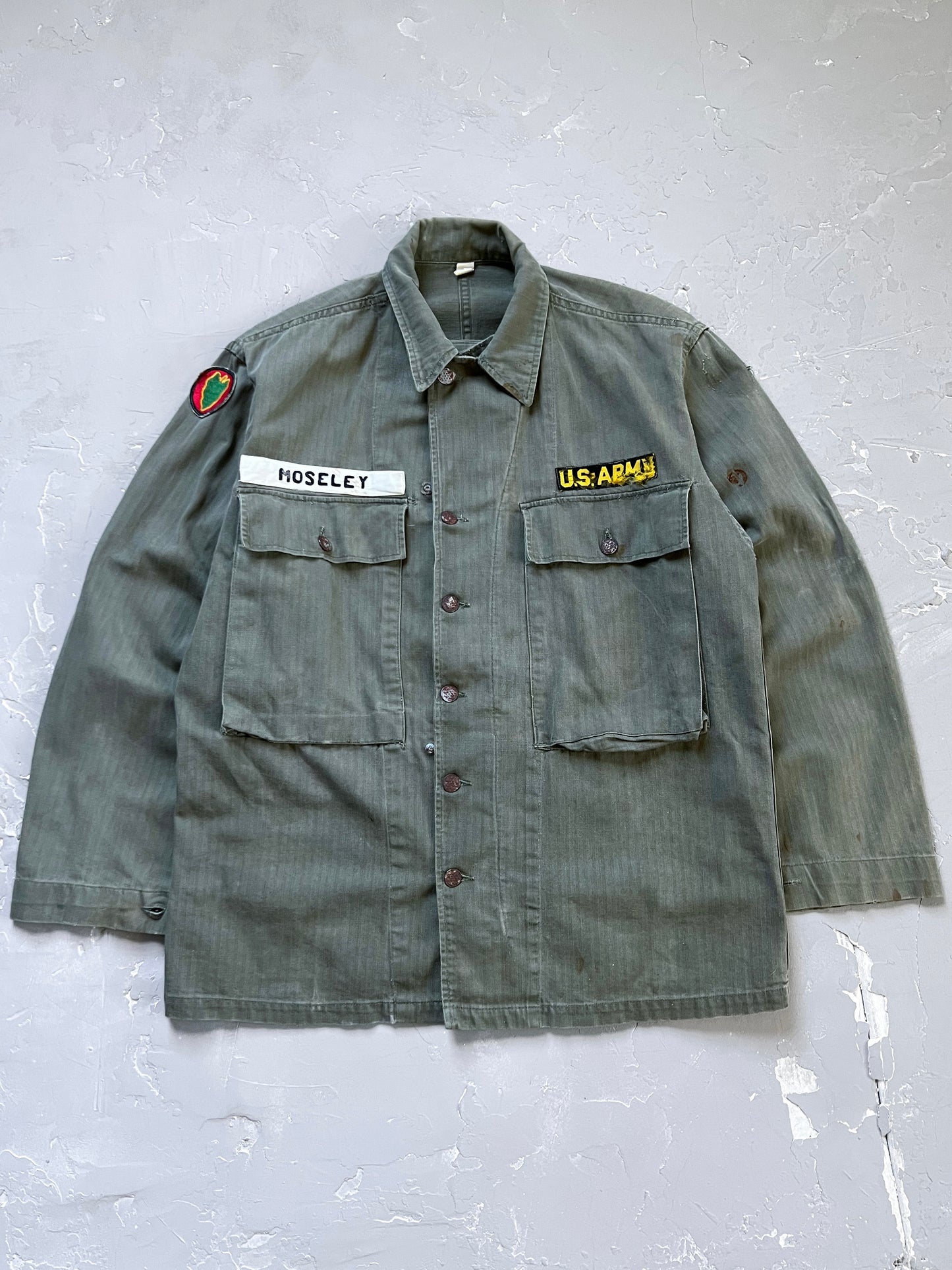 1950s 13 Star HBT Olive Button Up [L]