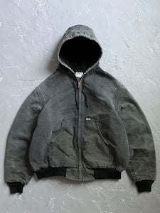 1980s Carhartt Faded Black Hooded Jacket [L]