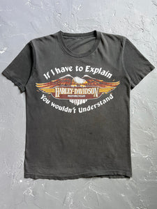 1980s Faded Black “If I Have To Explain..” Harley Davidson Tee [M]