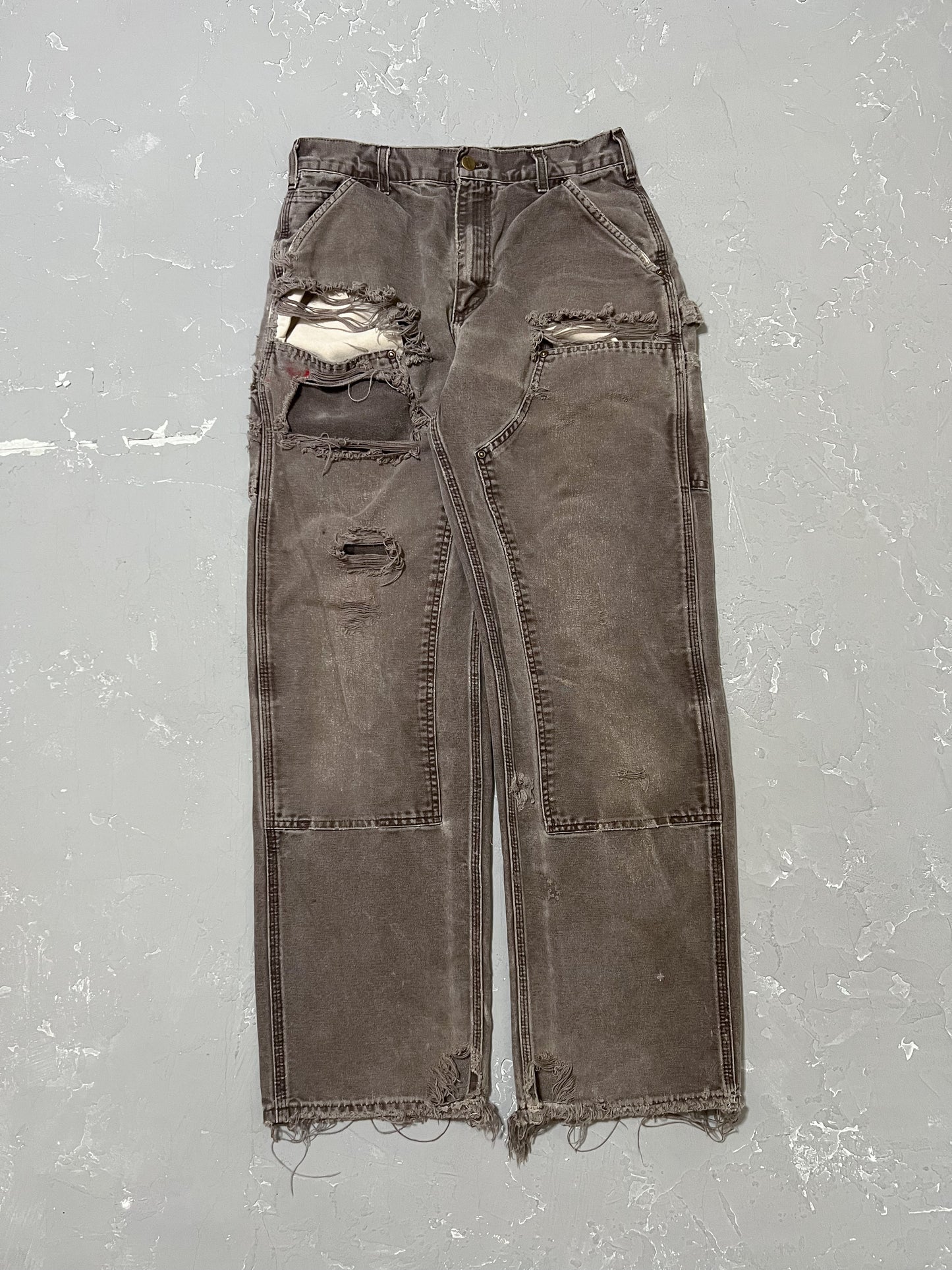 Carhartt Faded Brown Thrashed Double Knee Pants [30 x 32]