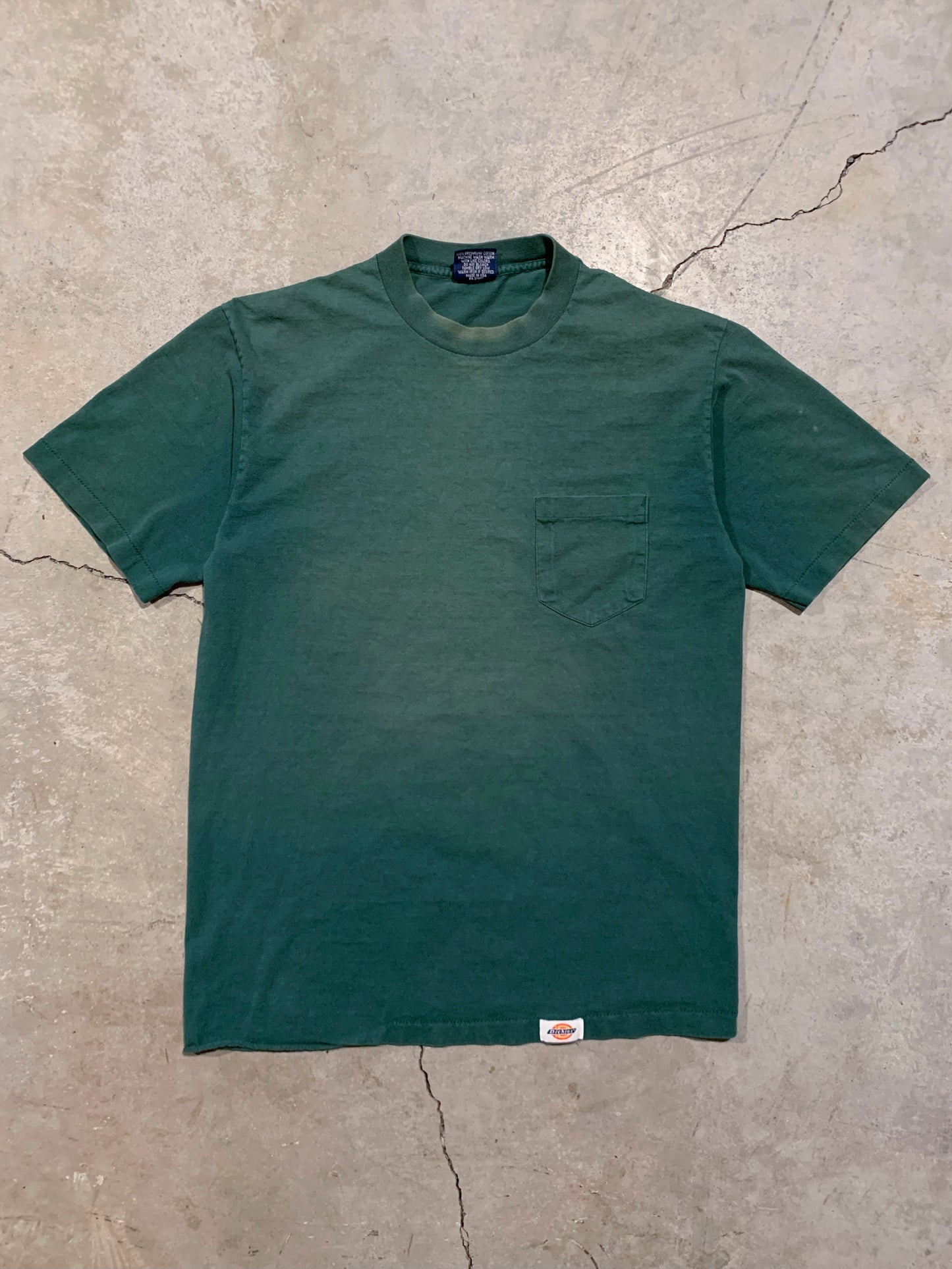 1990s Dickies Faded Pine Green Pocket Tee [L]