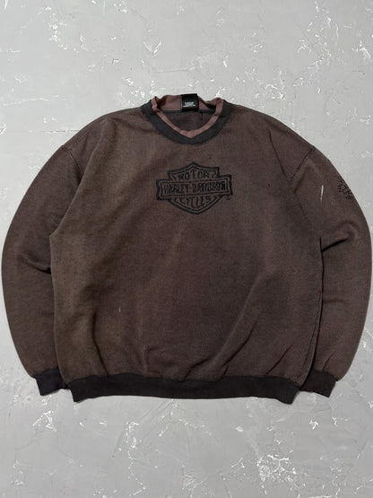 1990s Sun Faded Harley Davidson Thermal Sweatshirt [XL]