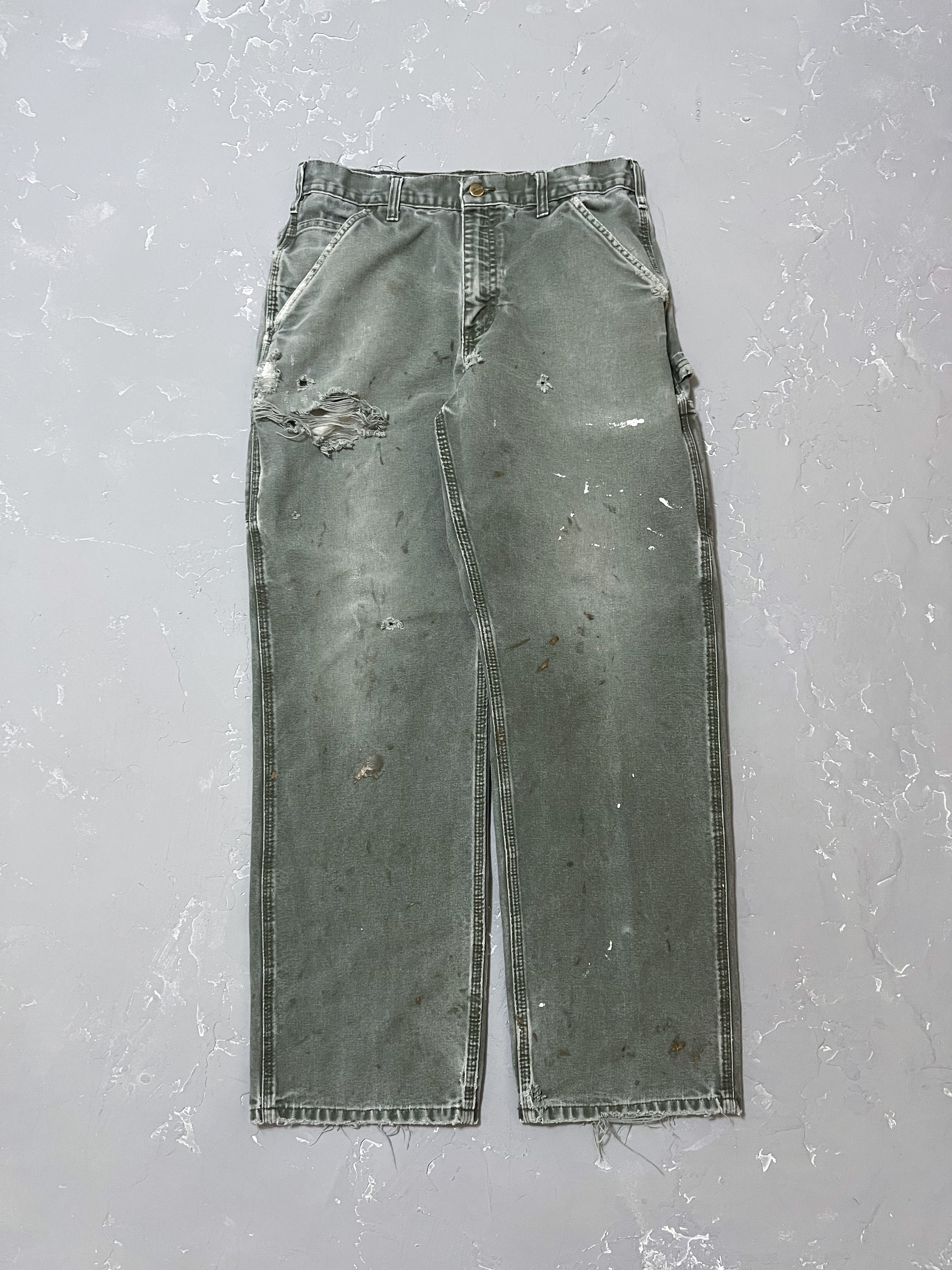 Carhartt Moss Green Thrashed & Painted Carpenter Pants [32 x 32]