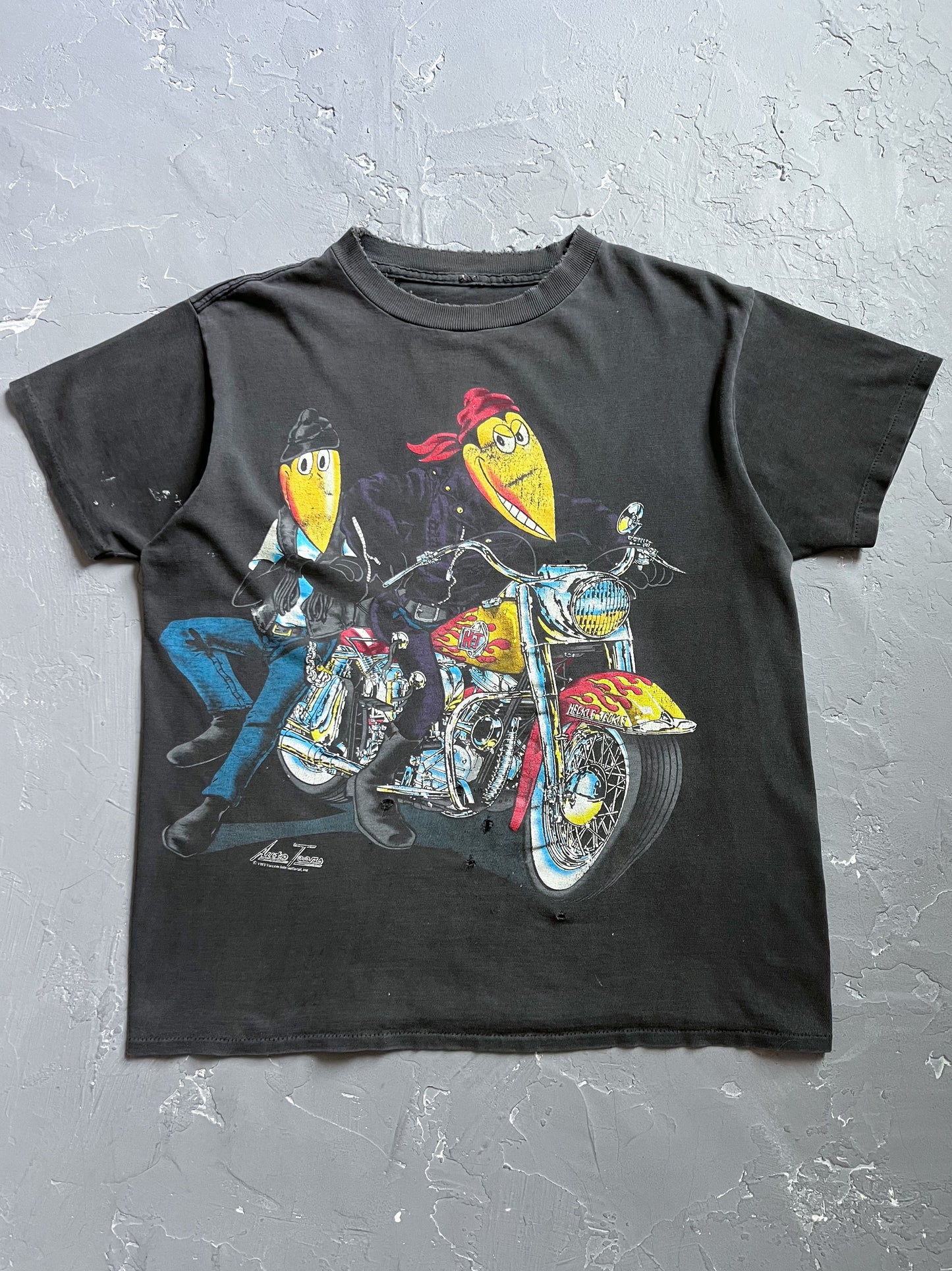 1993 Faded Black Heckle & Jeckle Biker Tee [L]