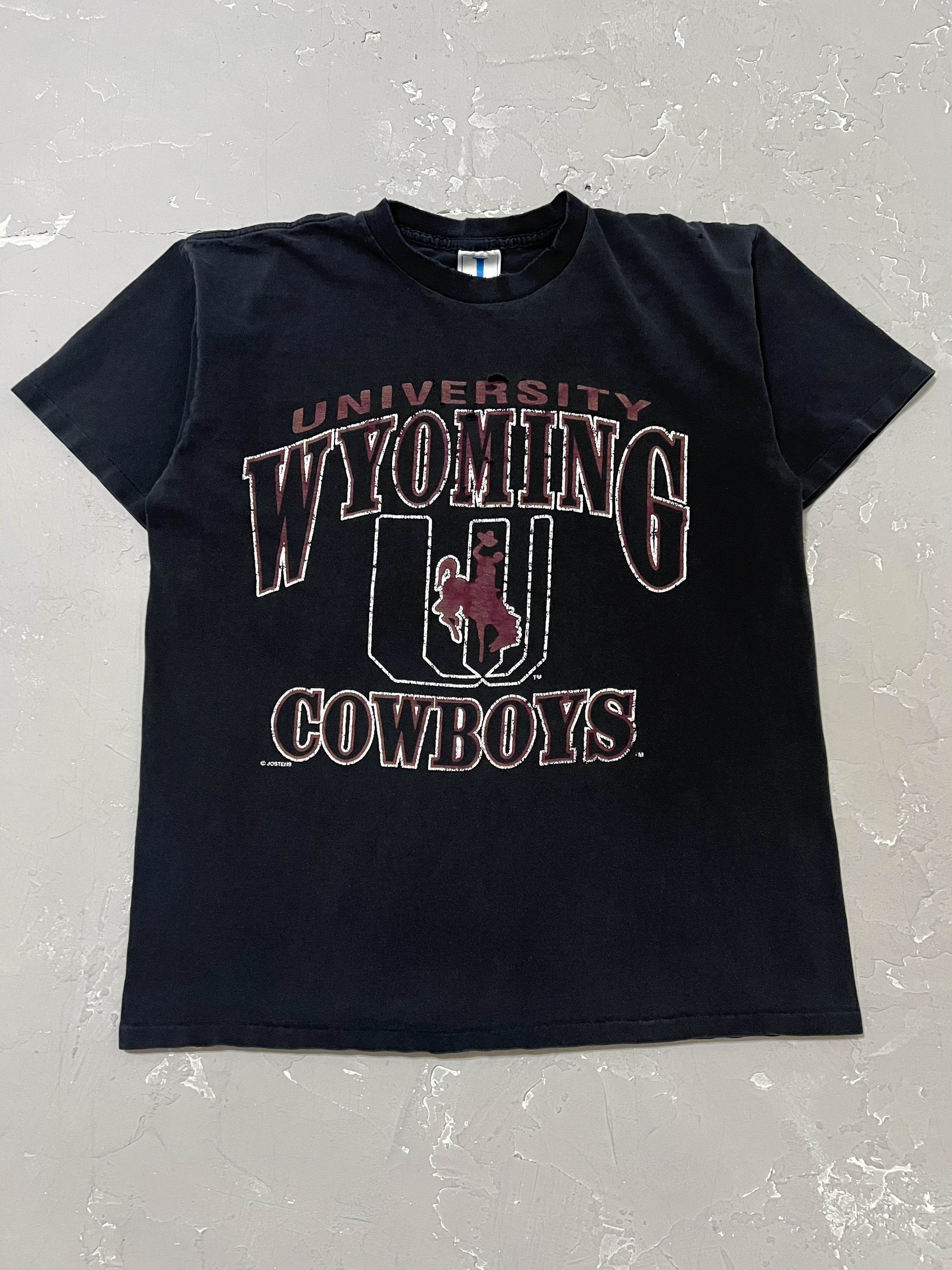 1990s Faded Black Wyoming Cowboys Tee [M]