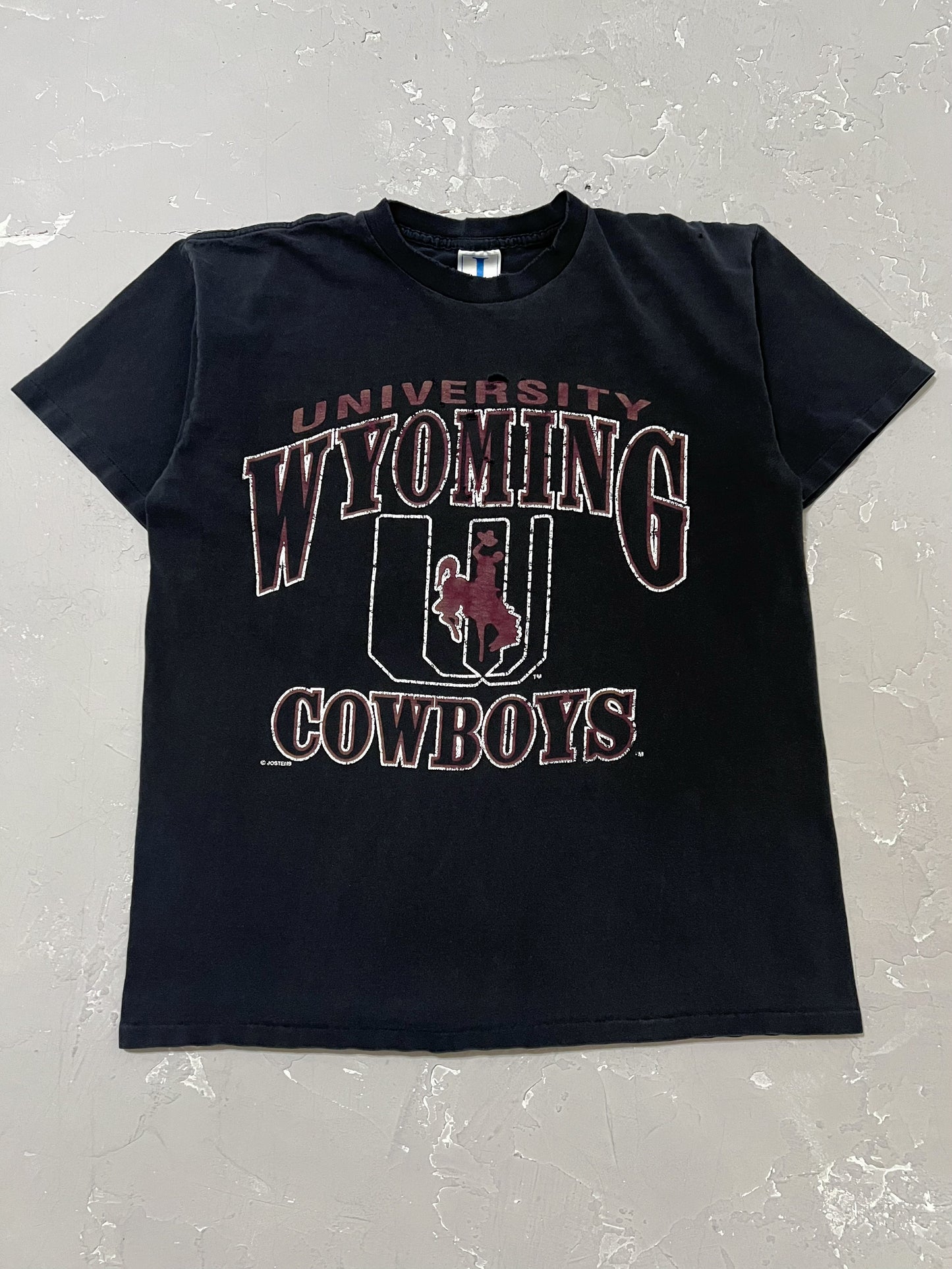 1990s Faded Black Wyoming Cowboys Tee [M]