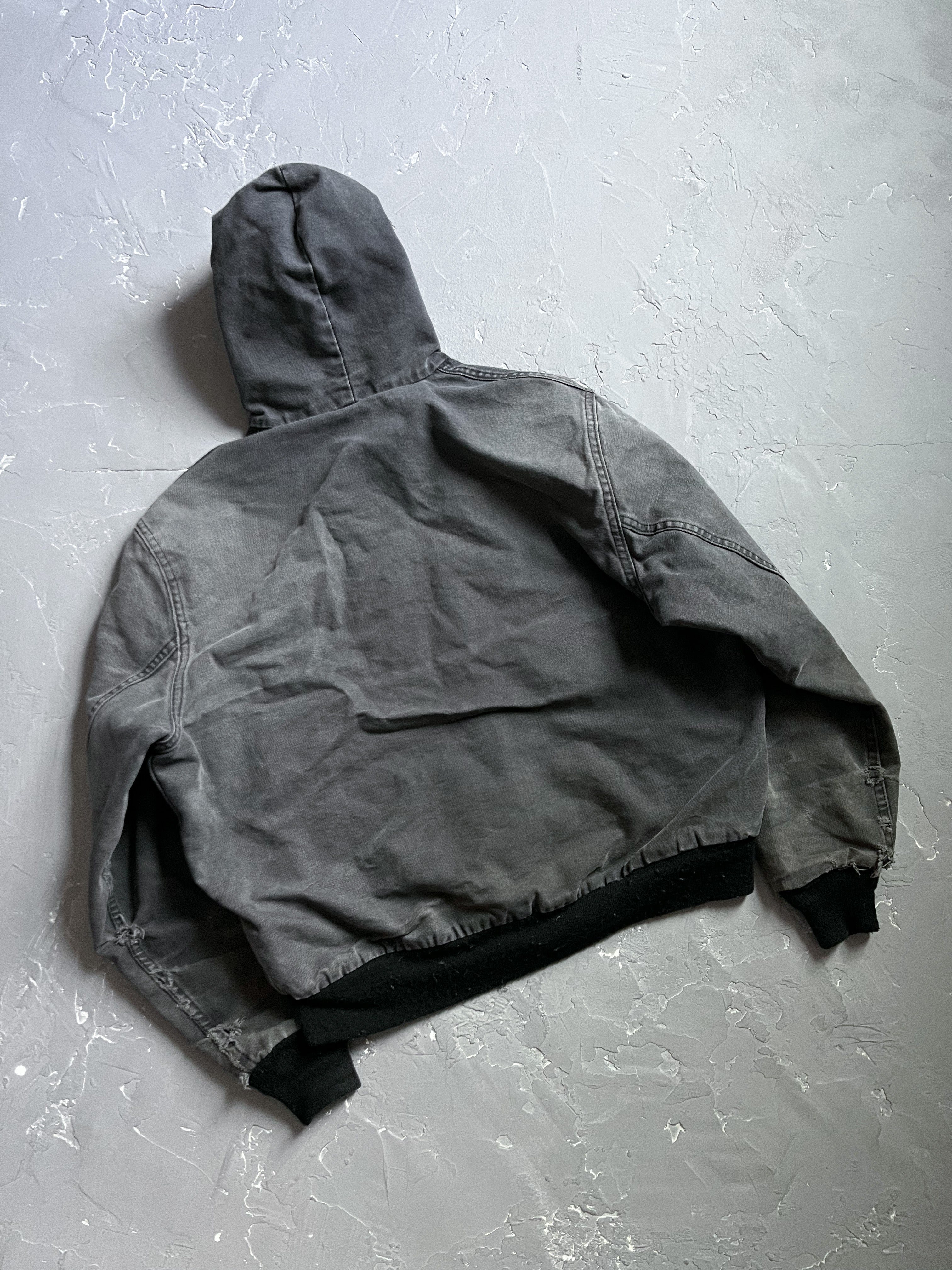 1980s Carhartt Faded Black Hooded Jacket [L]