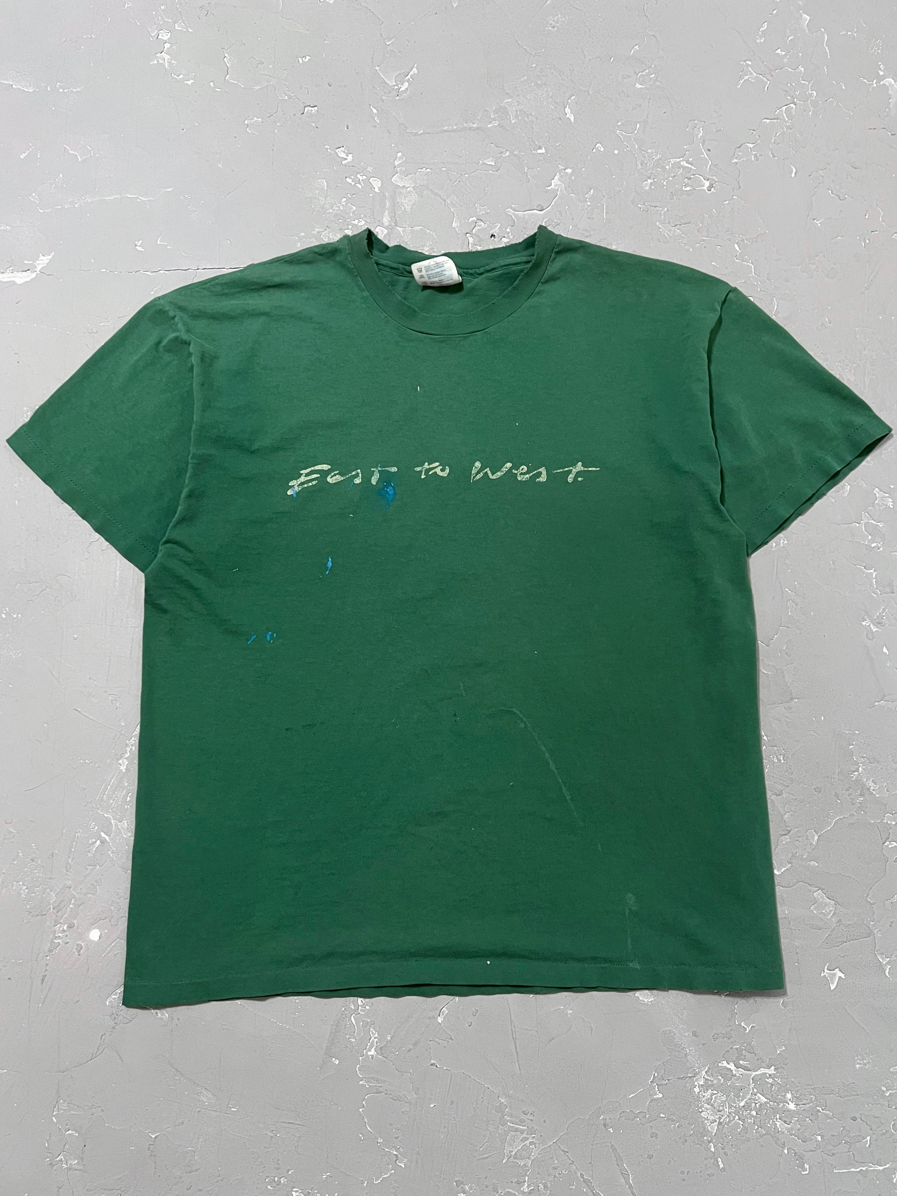 1990s Faded Pine Green “East to West” Painted Tee [L]
