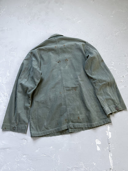 1950s 13 Star HBT Olive Button Up [L]