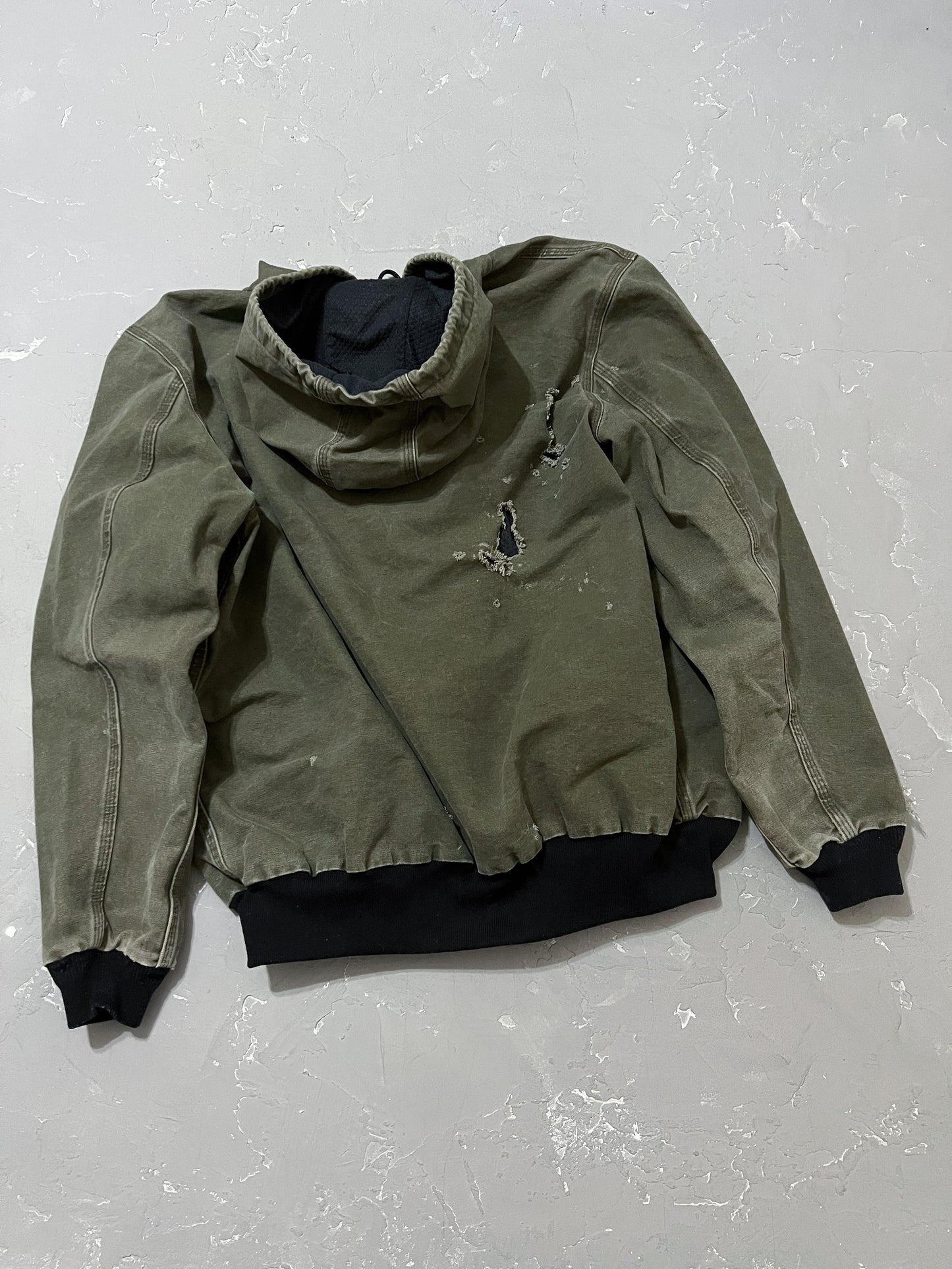 Carhartt Olive Green Thrashed Hooded Jacket [XL]