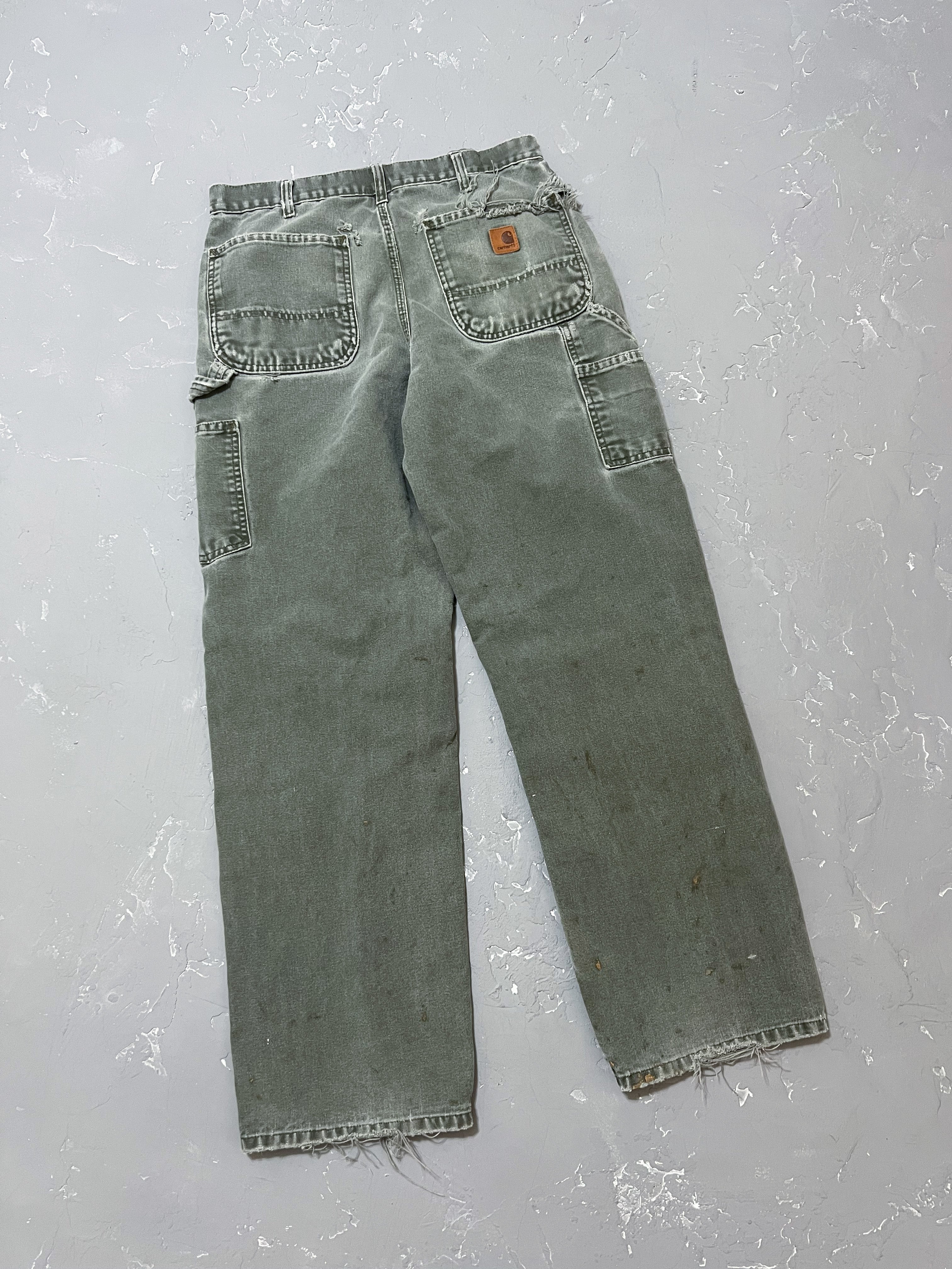 Carhartt Moss Green Thrashed & Painted Carpenter Pants [32 x 32]