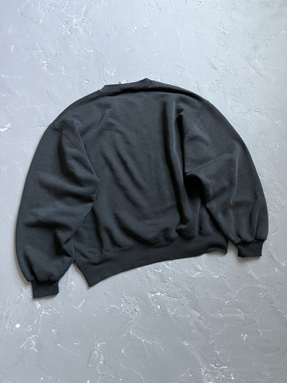 1990s Faded Black Russell Athletic Cropped Sweatshirt [L]