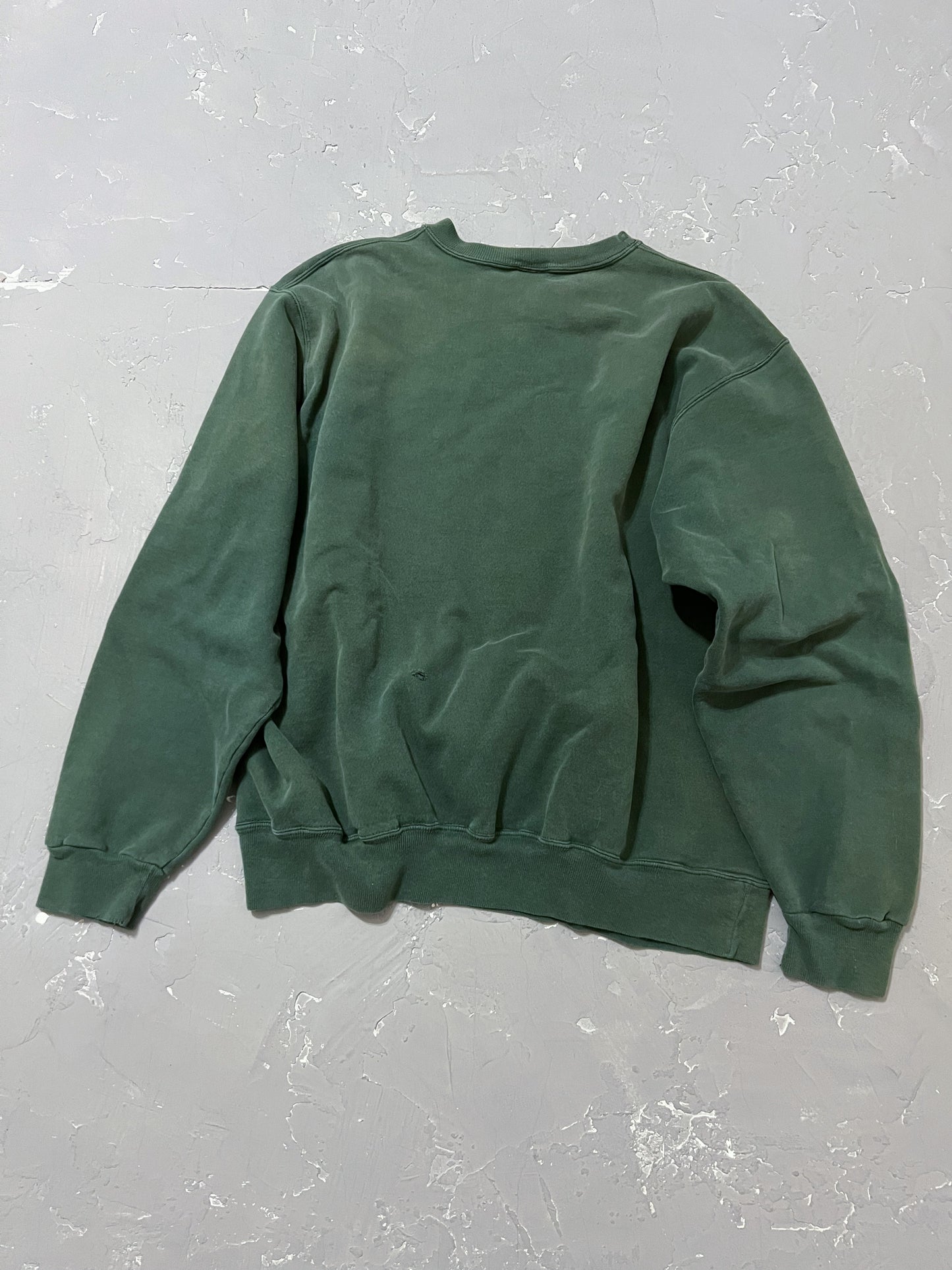 1990s Faded Pine Green Champion Sweatshirt [XL]