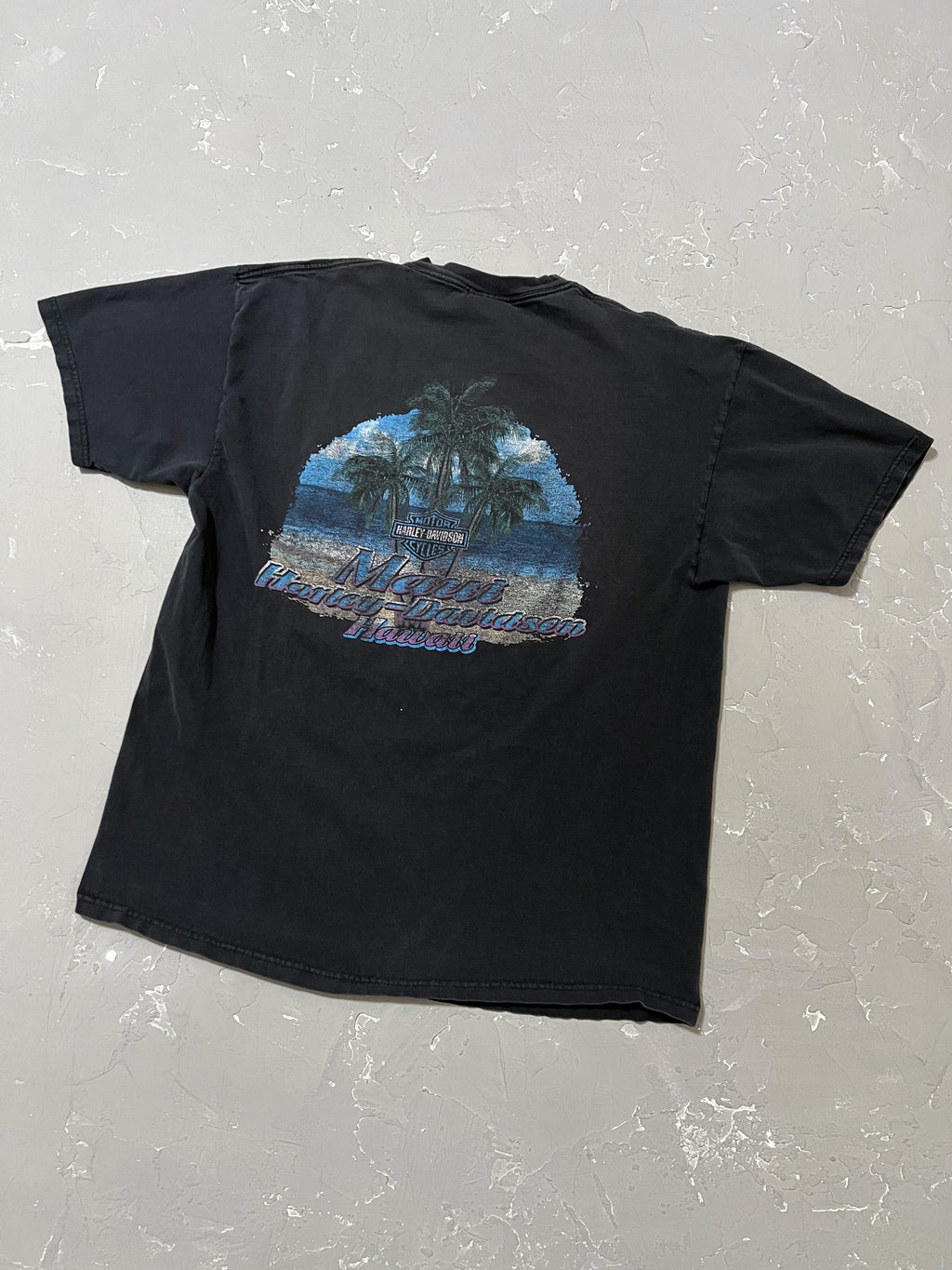 2000s Faded Black Hawaii Harley Davidson Pocket Tee [L/XL]