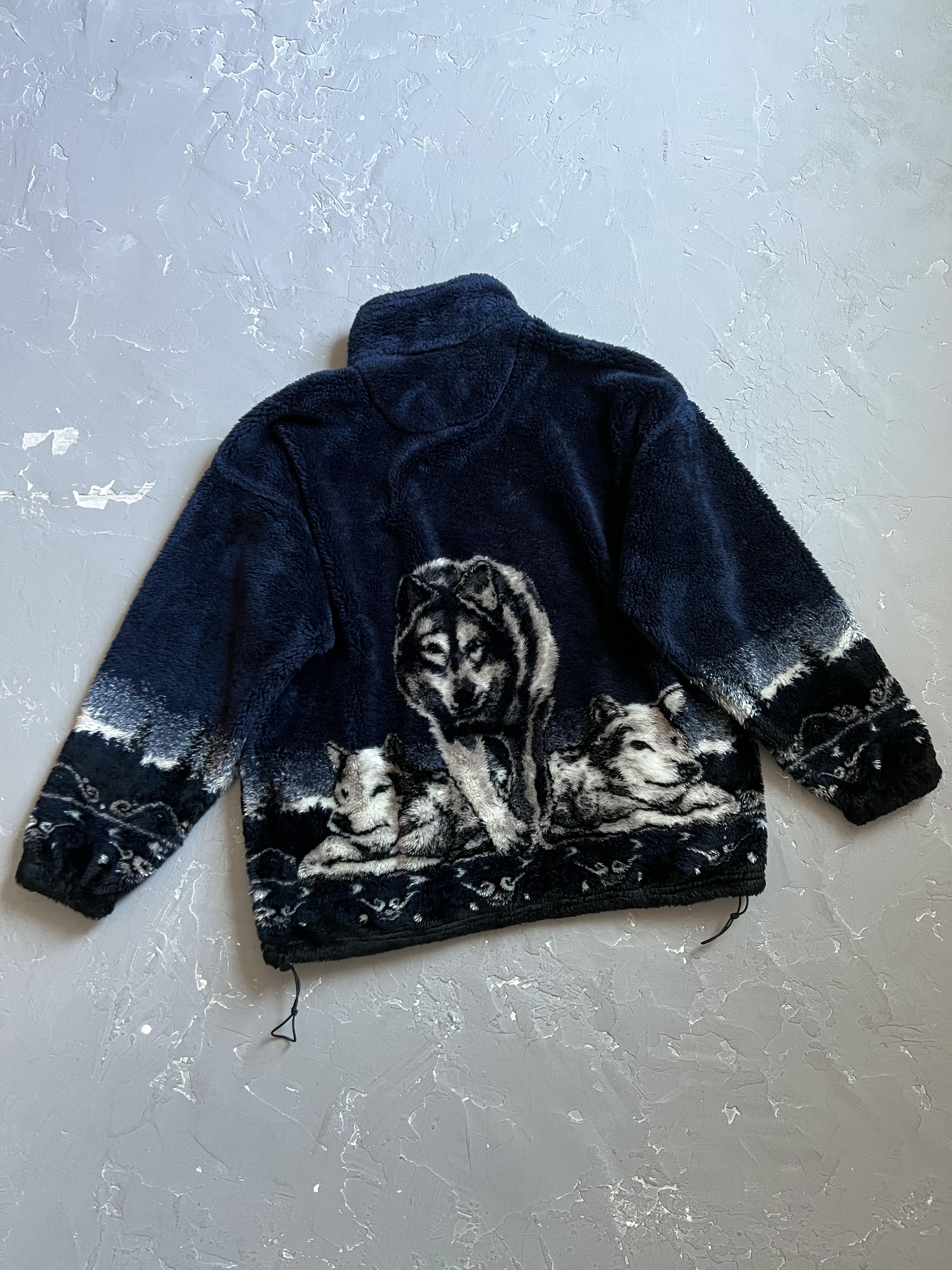 1990s Wolf Deep Pile Fleece Jacket [L]