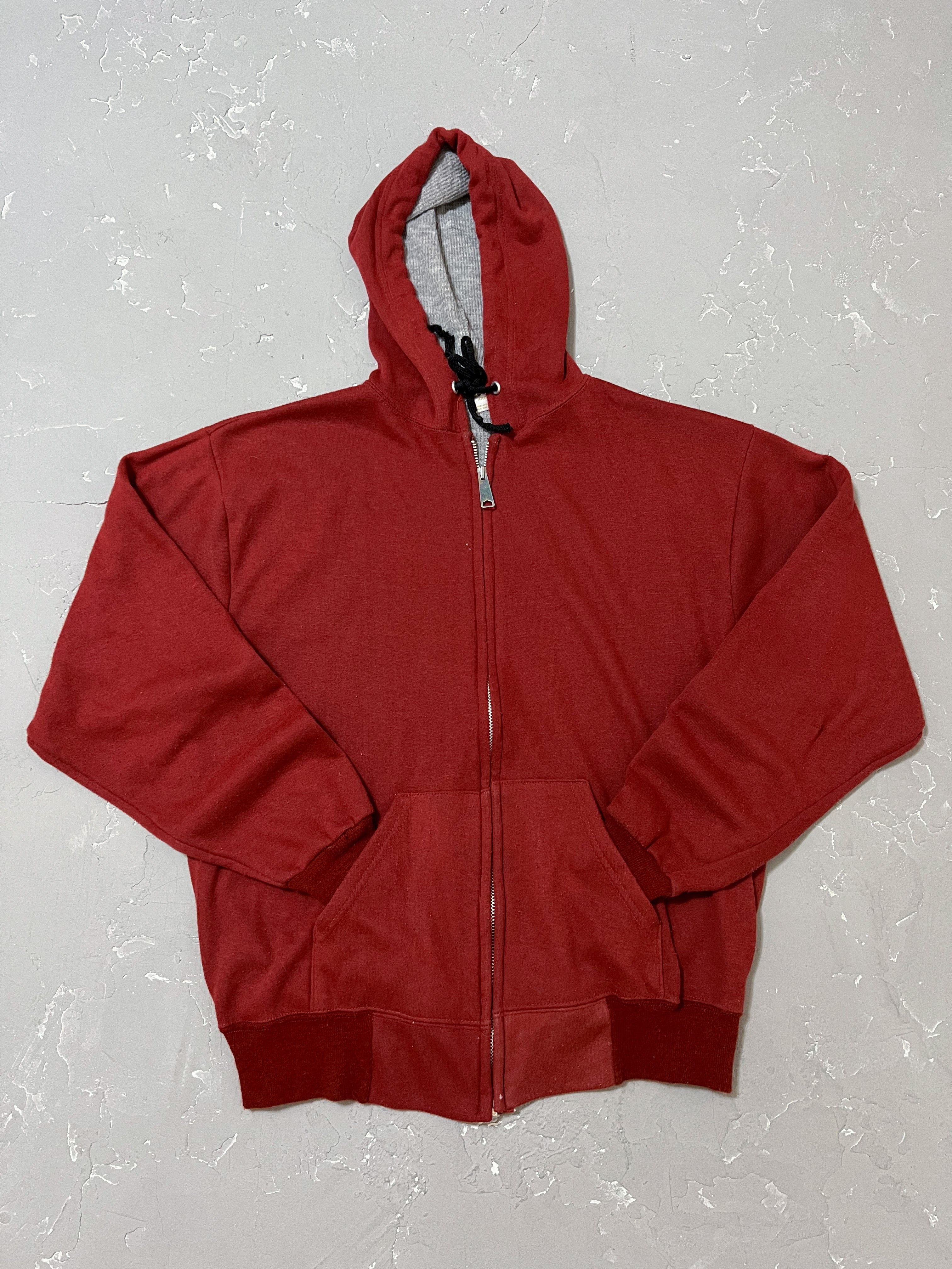 1980s Two Tone Thermal Lined Zip Up Hoodie [L]