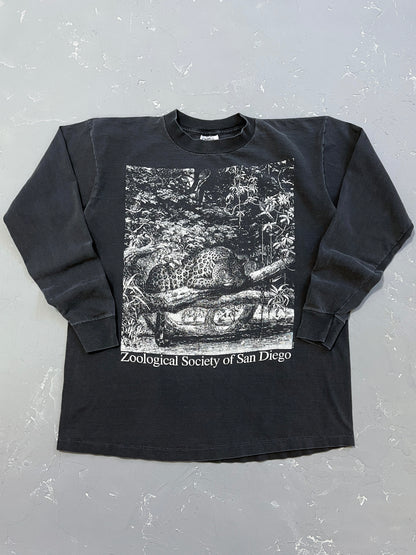 1990s “Zoological Society” Faded Black L/S Tee [L]