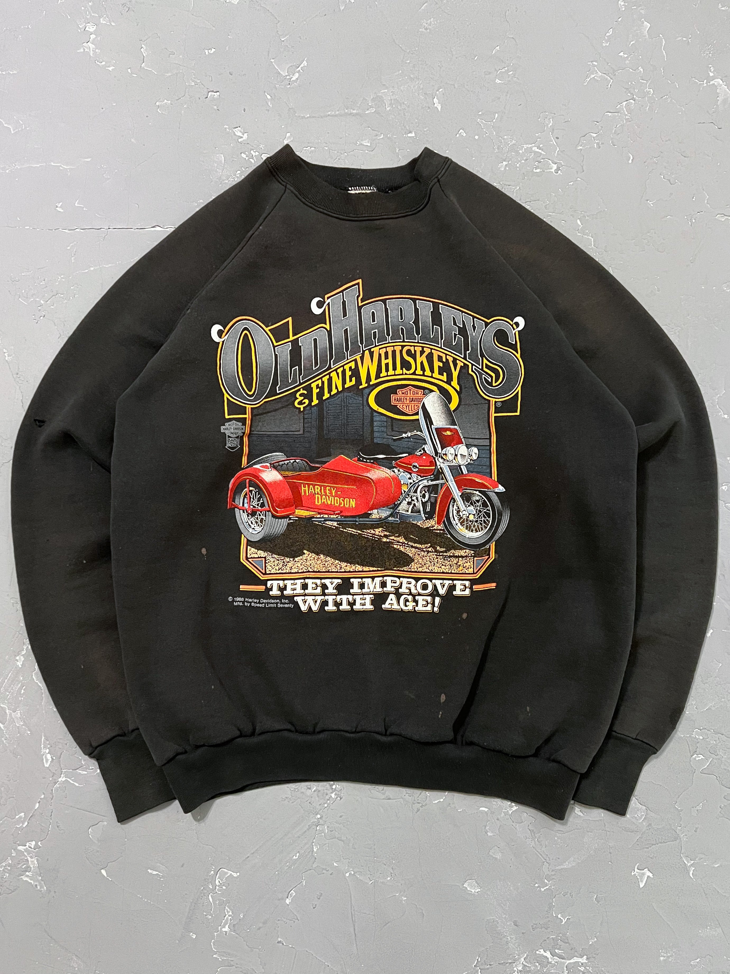 1988 Sun Faded Harley Davidson Raglan Sweatshirt [M/L]