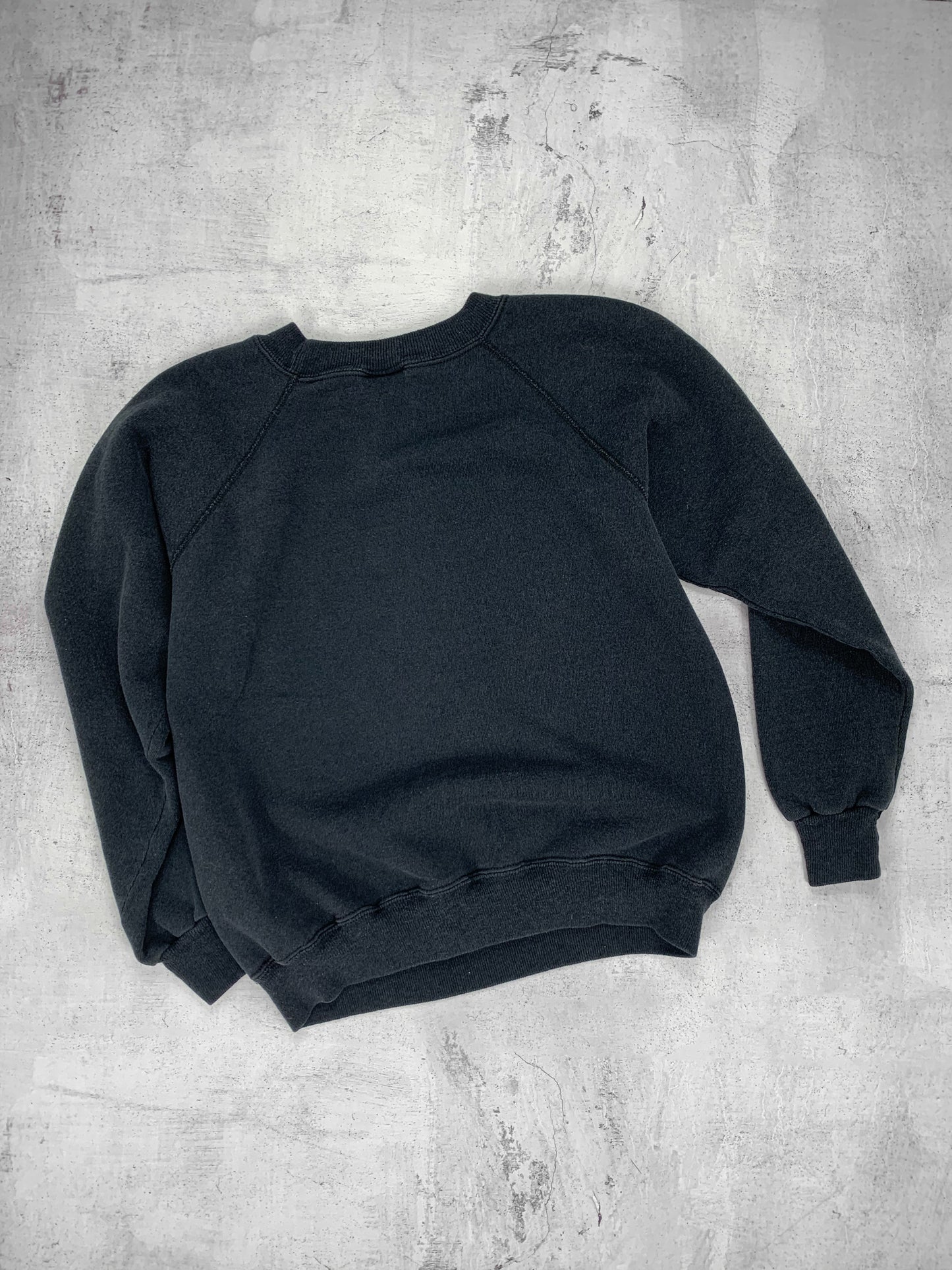 1980s Faded Black Raglan Sweatshirt [S]