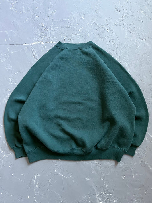 1980s Green Cropped Raglan Sweatshirt [L]