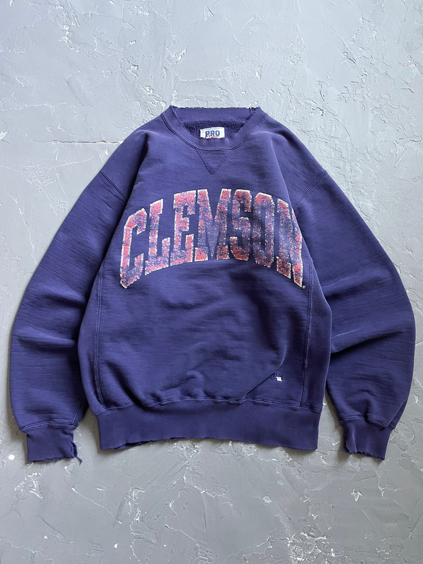 1990s Distressed “Clemson” Russell Athletic Sweatshirt [M]