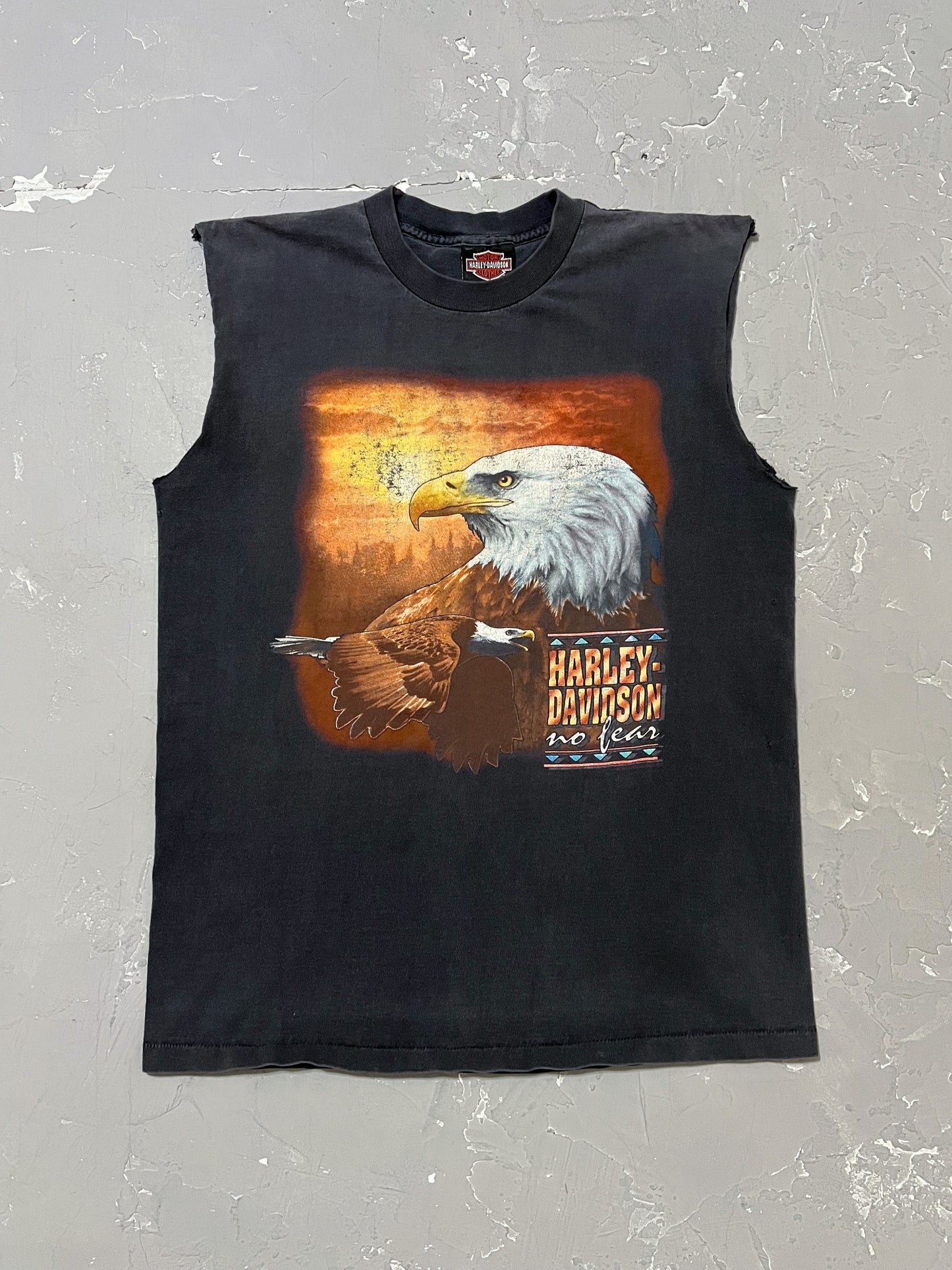 1990s Sun Faded Harley Davidson Cutoff Tee [M]