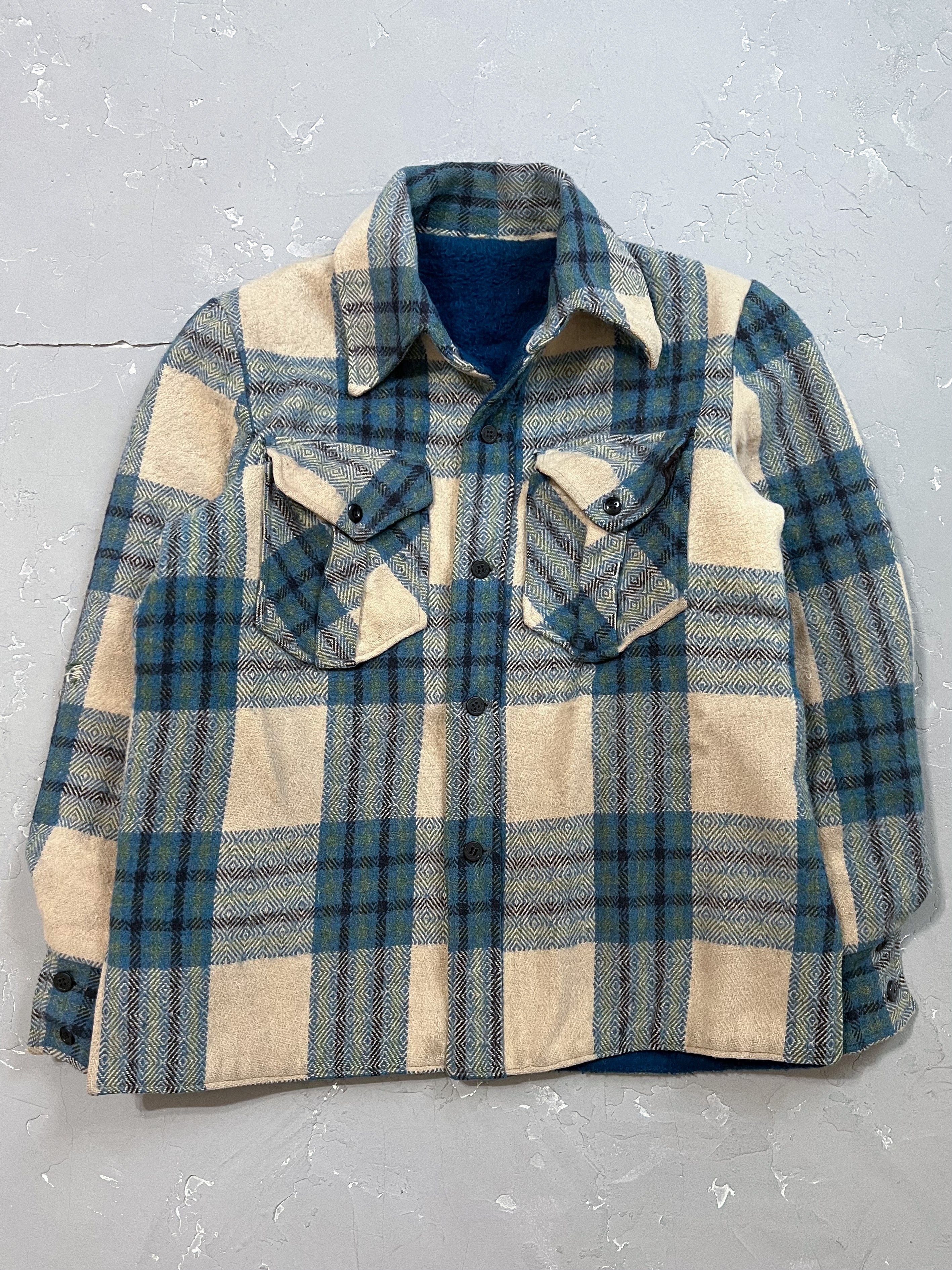 1960s Wool Plaid Flannel Overshirt [M]