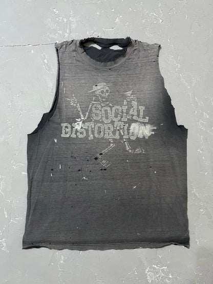 1990s Sun Bleached Social Distortion Cut Off Tee [L]