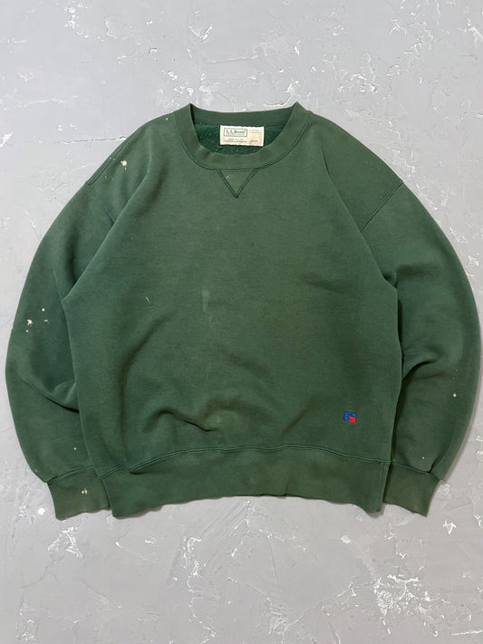 1990s Sun Faded Pine Green L.L. Bean by Russell Sweatshirt [L]