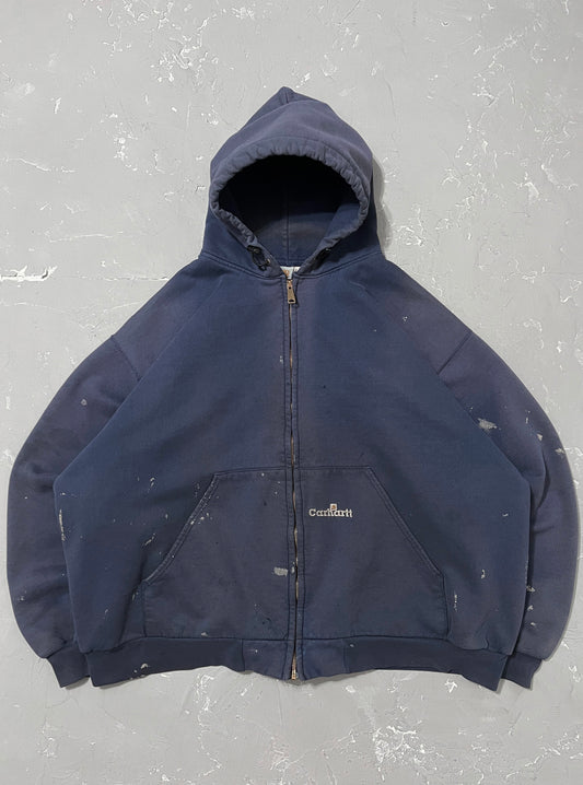 1990s Carhartt Sun Faded & Painted Zip Up Hoodie [2XL]