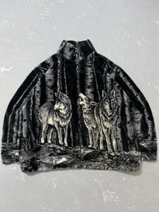 1990s Wolf Deep Pile Fleece Jacket [XL]