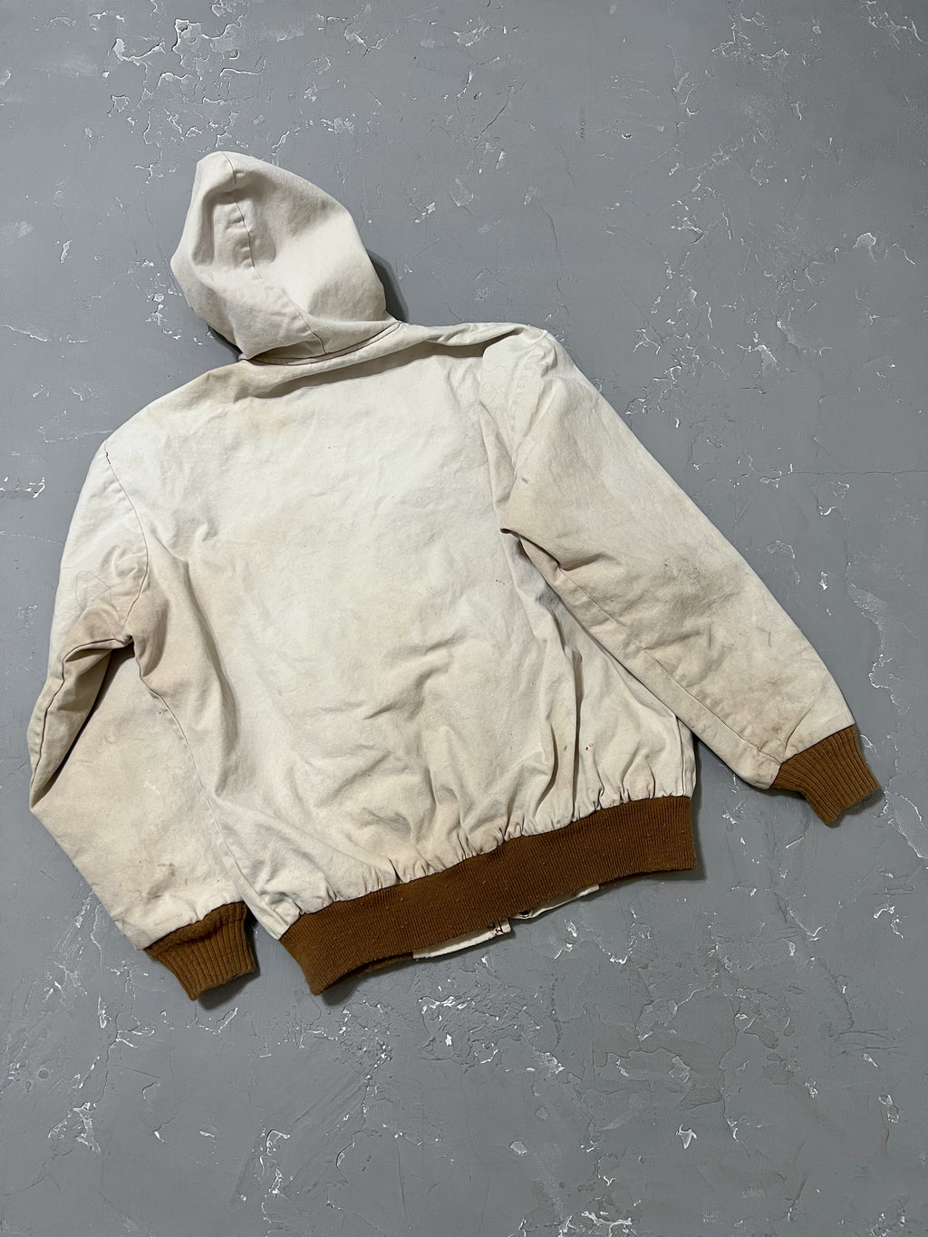 1980s Sun Bleached Hooded Work Jacket [L/XL]