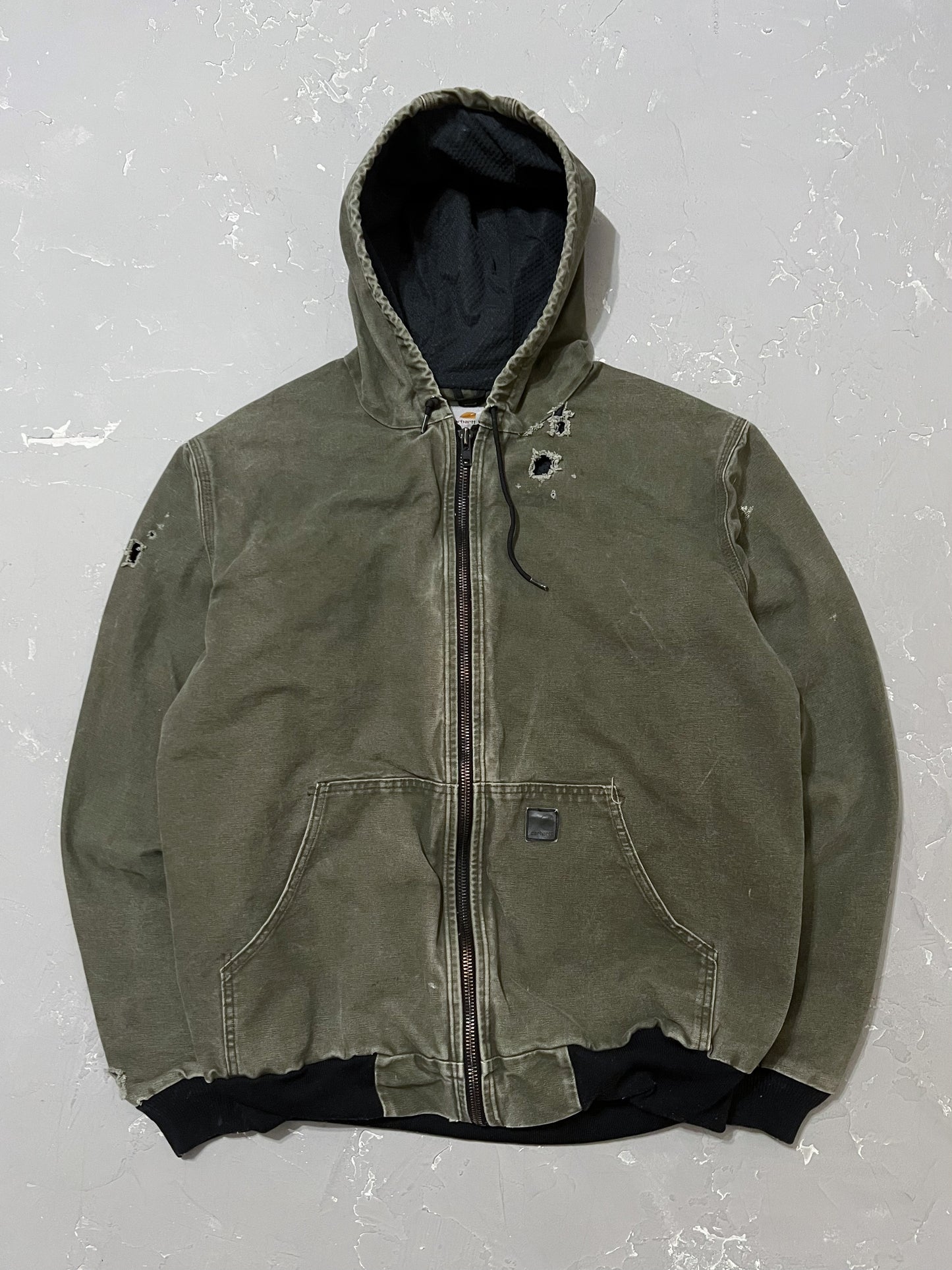 Carhartt Olive Green Thrashed Hooded Jacket [XL]