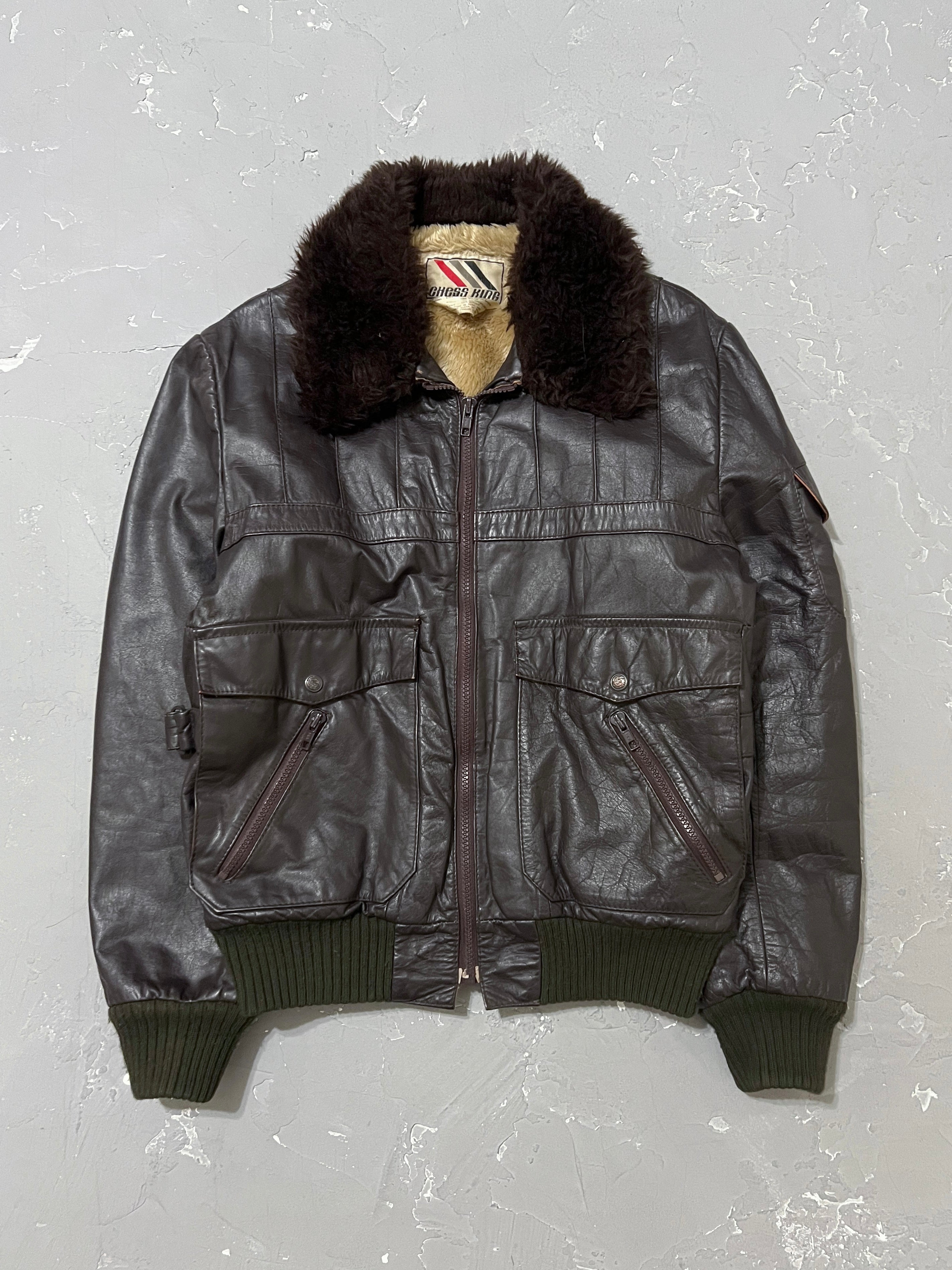 1980s Chess King Leather Shearling Jacket [S]