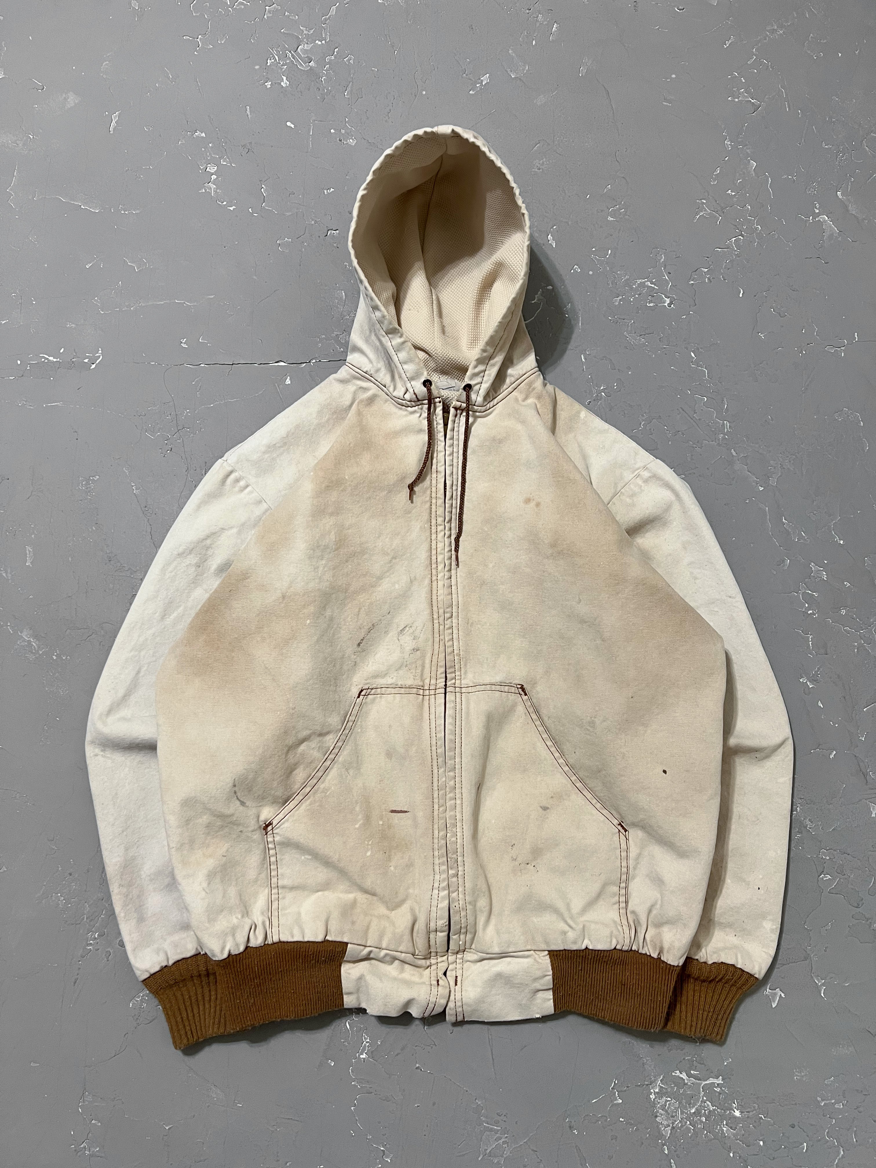 1980s Sun Bleached Hooded Work Jacket [L/XL]