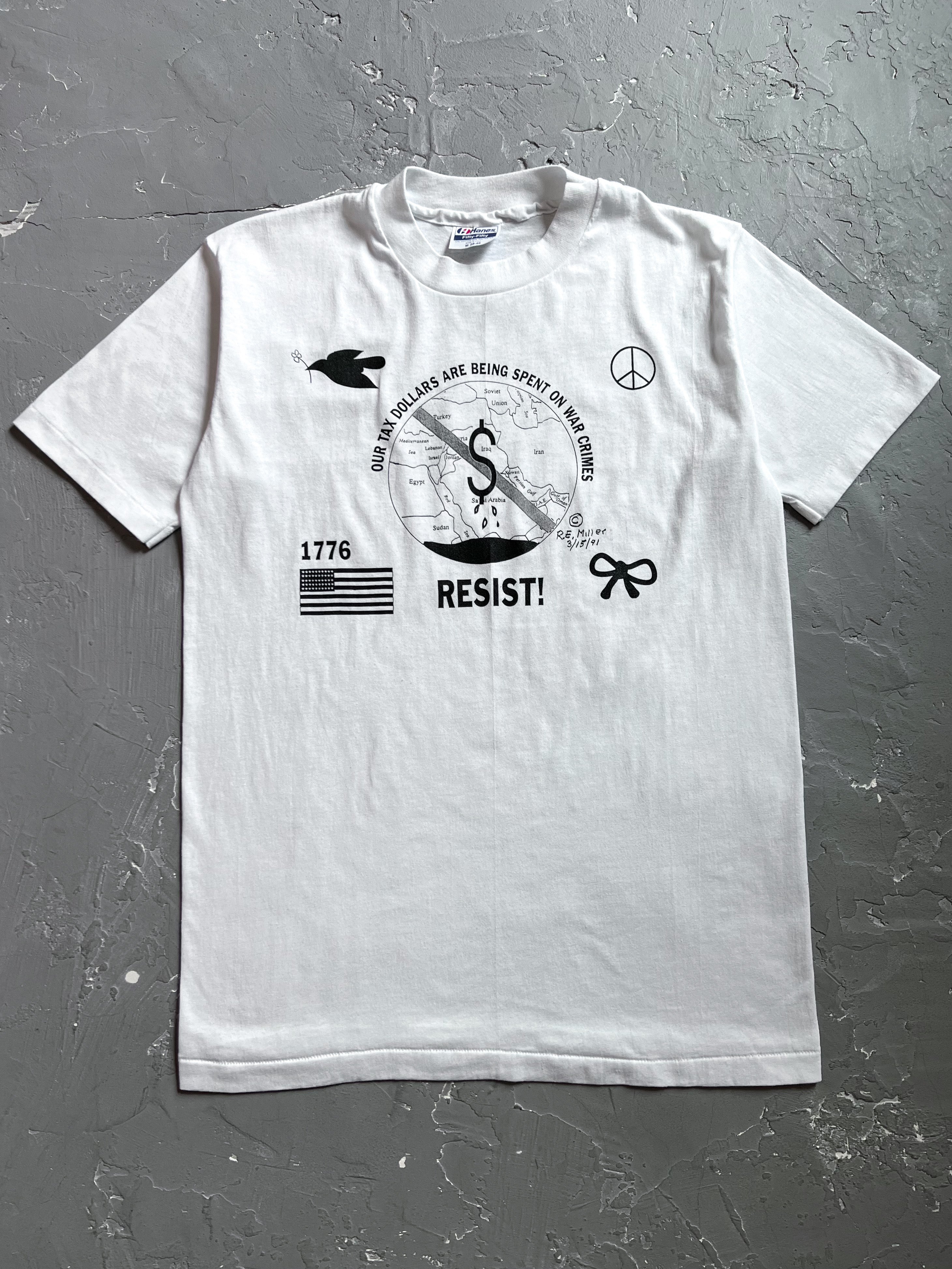 1991 “Our Tax Dollars Are Being Spent On War Crimes” Tee [M]