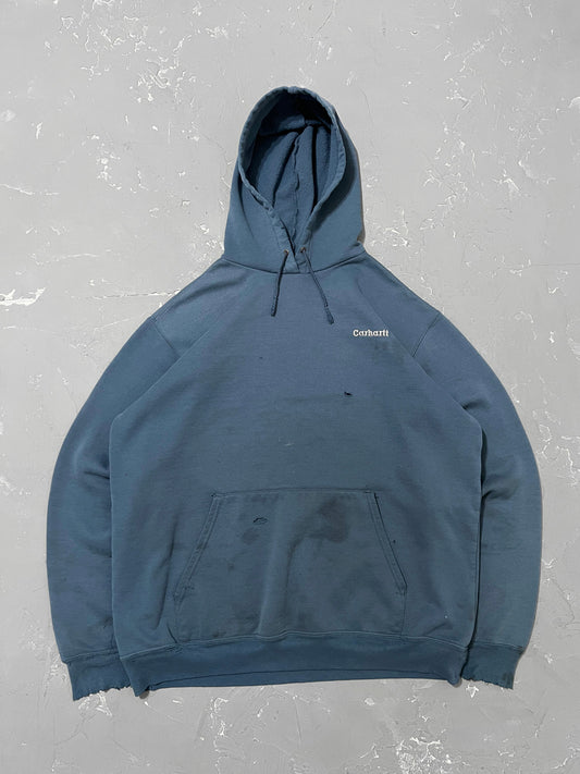 1990s Thrashed Blue Carhartt Hoodie [L]